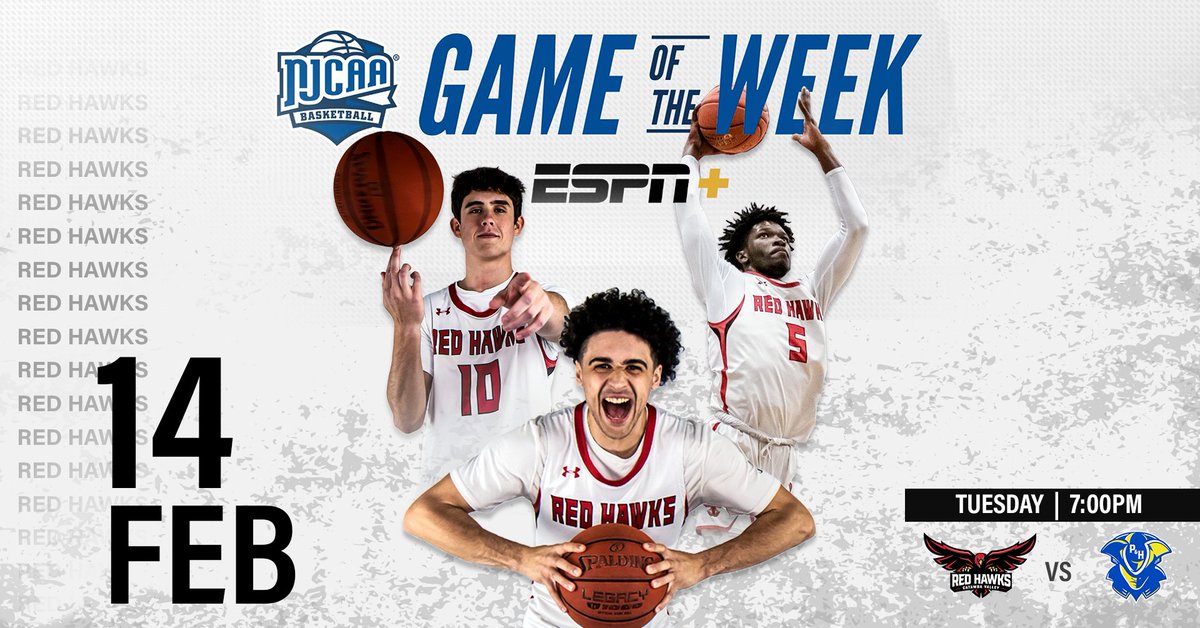 CVRedHawks's tweet photo. Our Red Hawk student athletes take flight on ESPN+!

The @CatawbaValleyCC men's basketball team was selected by the @NJCAA for its Game of the Week, and you can stream the Feb. 14 game against Patrick &amp; Henry on ESPN+ or attend in person!

STORY: https://t.co/ThffZ91Etd https://t.co/3uLWRitOiE