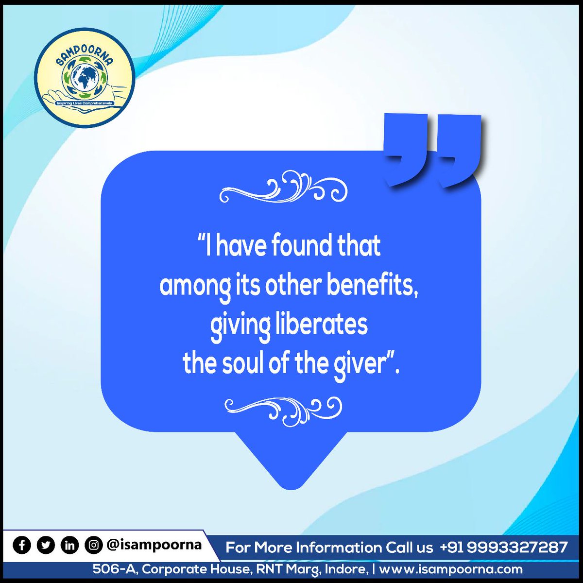 Quote of The Day.
.
#helping #help #love #helpingothers #donatenow #HelpingHands #communityspirit #Sampoorna #ipriyankbanthia #sampoornacommunity #donationswelcome #cards