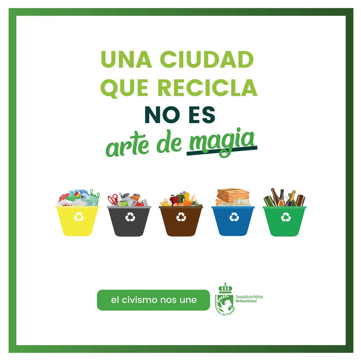 ♻️Reciclemos más y mejor
👉Deposita la basura en su lugar y no dejes residuos fuera de los contenedores