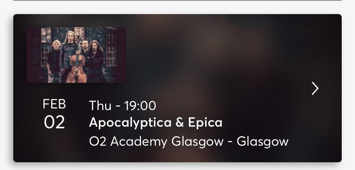 Tomorrow night 🤘🎻🥁 @apocalypticafi #Apocalyptica #O2AcademyGlasgow