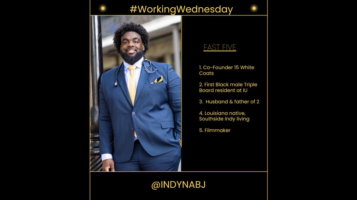 Hey IABJ Fam!
Meet Dr. Ledet, a Triple Board resident at IU. He is the FIRST Black male in this position, and the ONLY Black male to match Triple Board in 2022. Dr. Ledet is also co-founder of <a href="/the15whitecoats/">The 15 White Coats</a> and a filmmaker. 
#WorkingWednesday #indynabj #nabj #blackdoctors