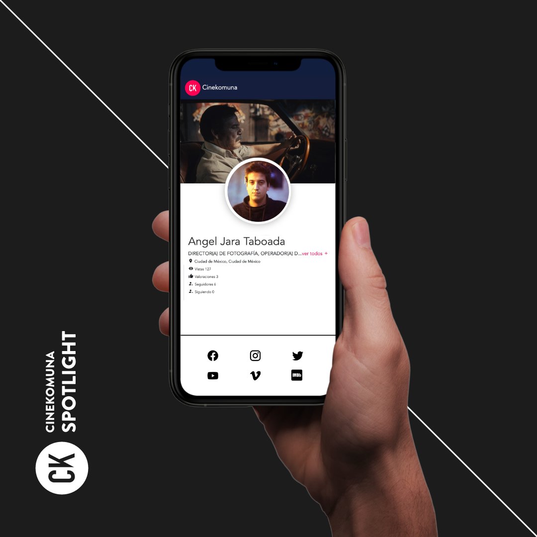 SPOTLIGHTS - CREW
Es para nosotros un placer darle la bienvenida a Cinekomuna al director de fotografía Ángel Jara Taboada. Para conocer más de su trabajo, te invitamos a visitar su perfil en la plataforma.

cinekomuna.com
¡Crea tu perfil!