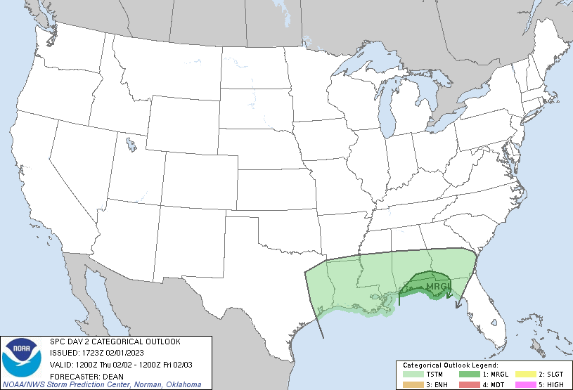 LimWeather's tweet photo. D2
#MarginalRisk in S #Alabama, NW #Florida, SW #Georgia states esp #GulfShores, #Dothan, #Pensacola, #Destin, #PensacolaBeach, #FerryPass, #PanamaCityFL, #Tallahassee cities due to a <2% #Tornado/5% #Wind/<5% #Hail risks
#USwx #Wxtwitter #SevereWX #SPC #ALwx #FLwx #GAwx https://t.co/NWdOiRMK02