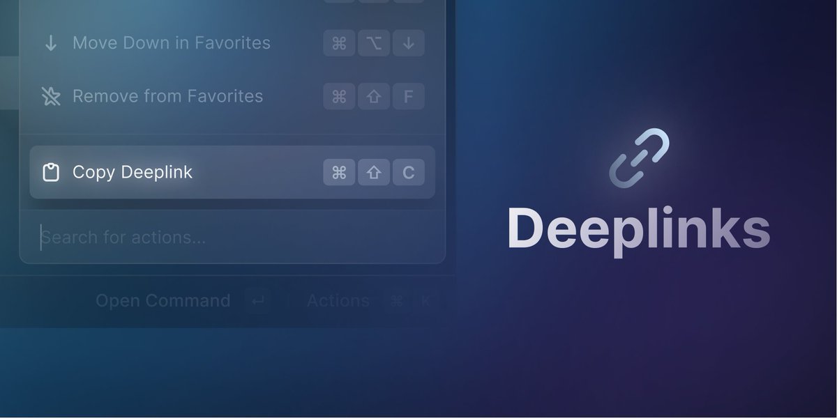 v1.47.0 update is here…

🔗 Launch any command inside Raycast from a URL scheme with Deeplinks (⌘⇧C on a root item)
⚙️ Add a preference to replace ⌃⌥⌘⇧ by ✦ (hyper key)
✨ Improvements to Snippets, Flight Tracker, and more!

Full changelog 👉 raycast.com/changelog/1-47…