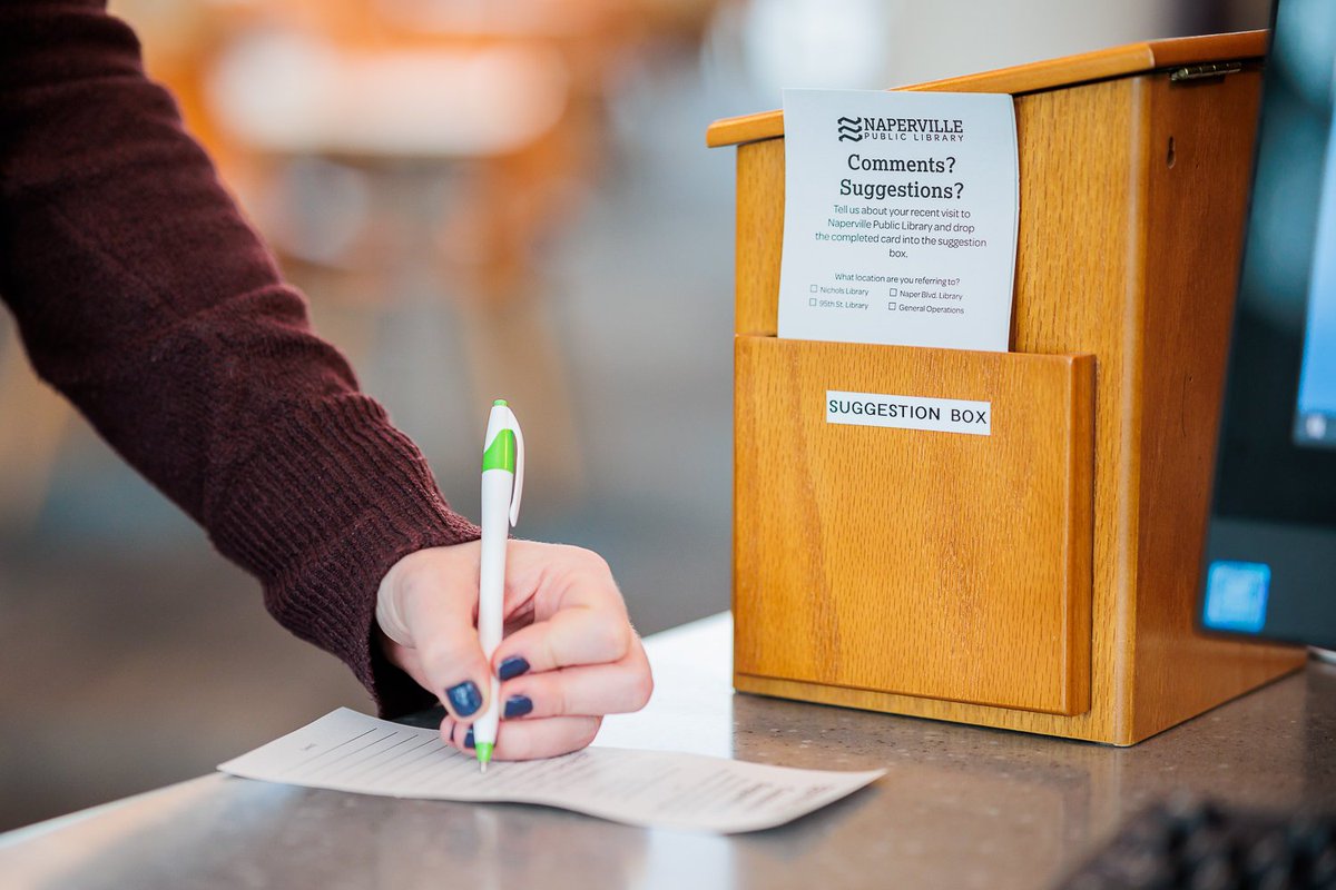 Share your thoughts about the Library, what you enjoy most, and how we can improve with our Community Survey!

Those who complete the survey will be entered to win one of ten $50 Downtown Naperville gift cards! Take the survey here: bit.ly/NaperLibSurvey