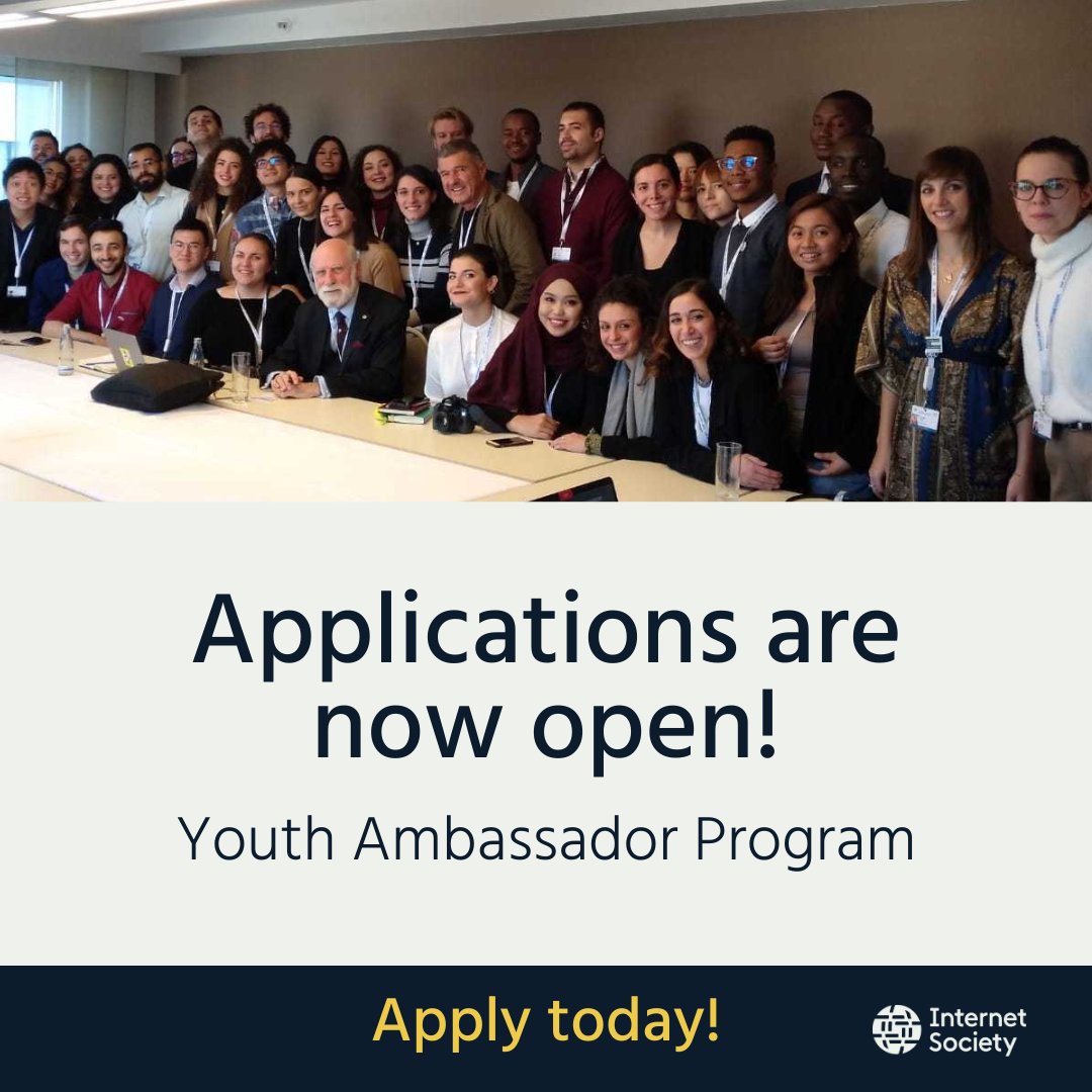Our Youth Ambassador Program is now open for applications! 🎉 🧑‍💻👩‍💻 This program aims to equip the next generation of #Internet leaders to collaborate and innovate for a better world 🌐 

Learn more about this program and eligibility requirements: ow.ly/noXF50MGYLM
