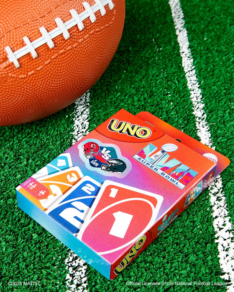 Game. On. The all-new UNO Super Bowl LVII deck featuring an exclusive Wild Card Touchdown rule is now available. 🏈