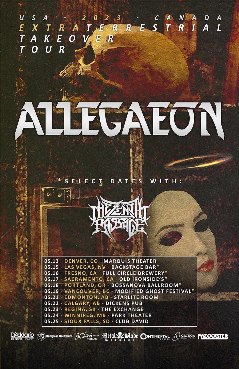 MetalBlade's tweet photo. • @Allegaeon set to blaze through US/CAN for a quick 11-day trip w/ label-mates The Zenith Passage jumping in for support in the first half!
Keep an eye out for tickets...
#allegaeon #damnum #thezenithpassage #deathmetal #metalblade https://t.co/qEbRhAOYUi