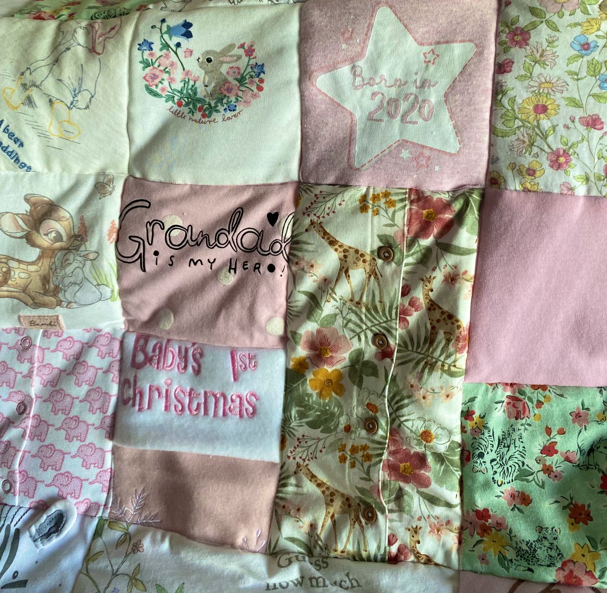 When it’s time for a big girls bed, it’s time for a big memory quilt. A lot of work in this, but so worth it. Sweet dreams Robyn #memoryquilt #madefrommemories #handmade #uniquerecycling