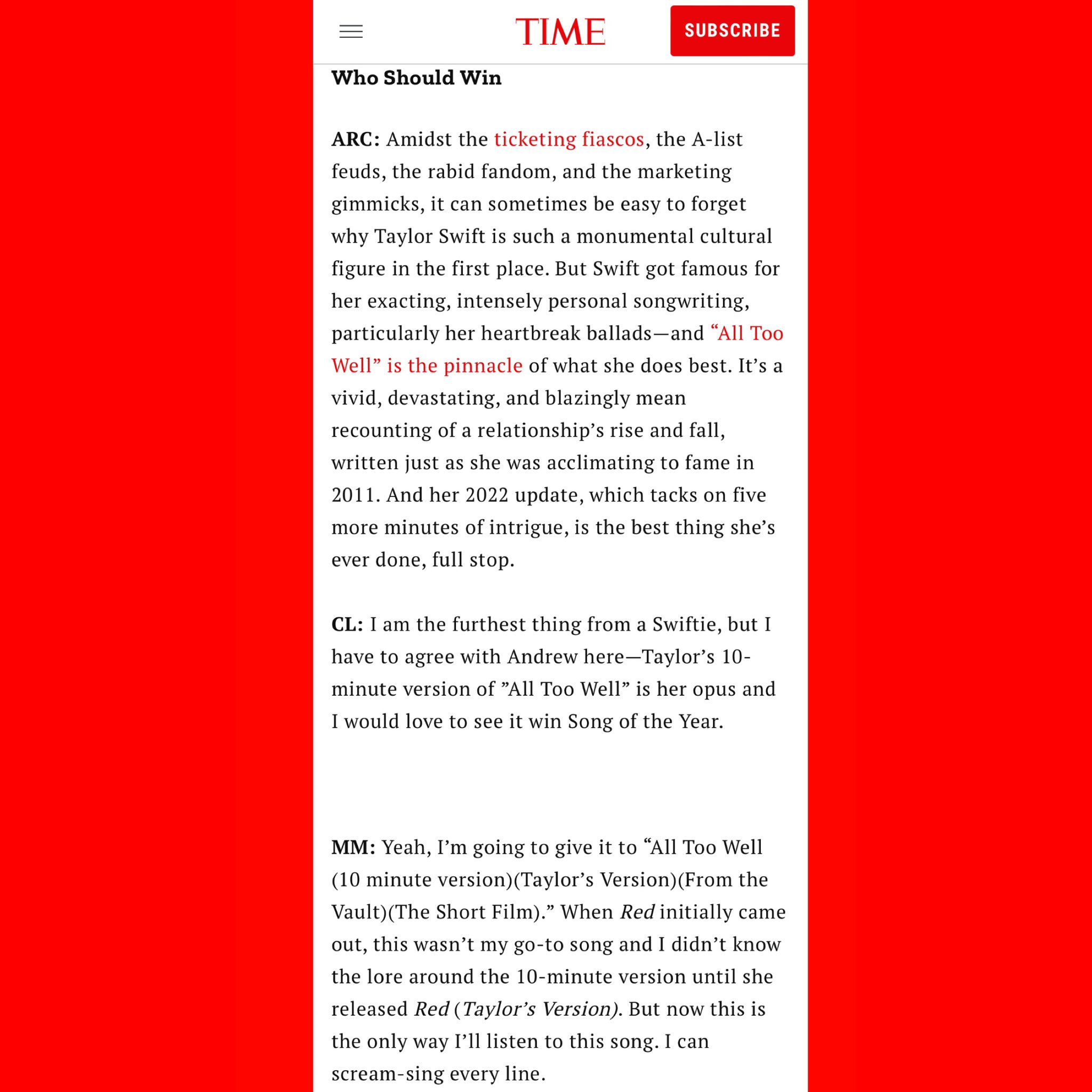 Taylor Swift Updates 💜 on Twitter "🏆 Staff at TIME all think that