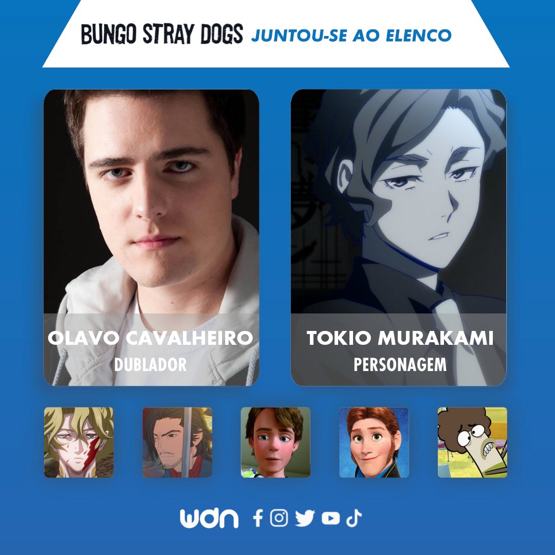 WDN - World Dubbing News on X: 📖 Novos dubladores juntam-se ao elenco de 'Bungou  Stray Dogs' • Glauco Marques como Ochi Fukuchi • Olavo Cavalheiro como  Tokio Murakami  / X