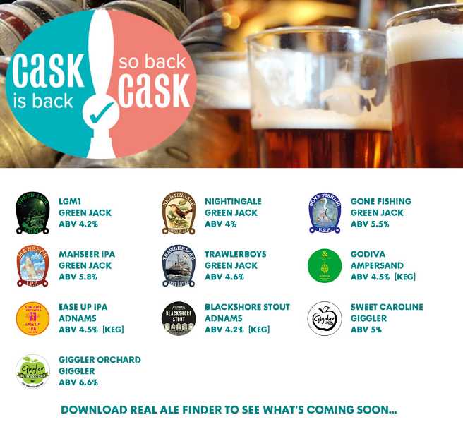 On the bar today! @WRacehorse a Green Jack cask tap takeover! Beer Board: bit.ly/2uF0IM6 #CaskIsBack @greenjackbrew @AmpersandBrewCo @Adnams #GigglerCider @NESuffolkCAMRA #RealAleFinder