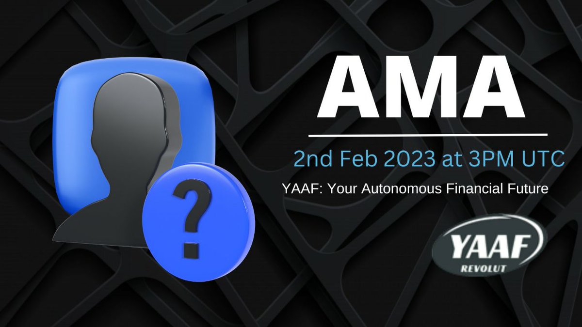 yaafminer's tweet photo. Don't miss our AMA in YAAF Community tommorrow. You can also submit your questions 👇👇
⏰ 2nd february, 2023 | 3 PM UTC in https://t.co/nF55DML0B7
YAAF Team!
#DeFi #YAAF #BSC https://t.co/swzktjH54J
