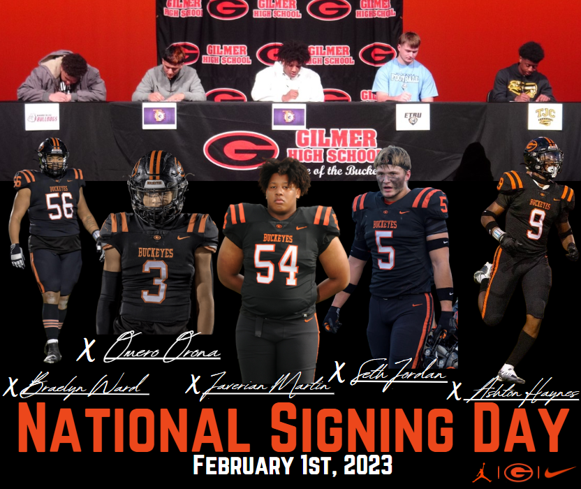 GilmerBuckeyeFB's tweet photo. Congrats @braelyn54ward @omero_orona3 @Im_Java54 @Sethjordannn & @Ashtonhaynes8 for signing today to continue their football & academic careers at the next level.
We are thankful for you and proud of you!
#ARMYOFBUCKEYES https://t.co/PlcyzlmkBq
