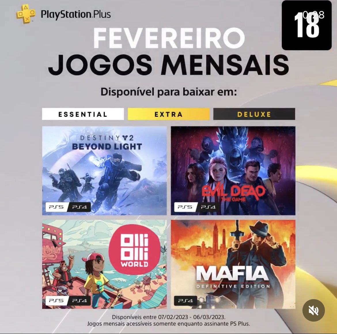 Daniel #OfertasNintendo Reenlsober 👾 on X: Joguetitos da Playstation Plus  de fevereiro ficou com: - Destiny 2: Beyond Light (DLC) - Evil Dead: The  Game (PS5, PS4) - OlliOlli World (PS5