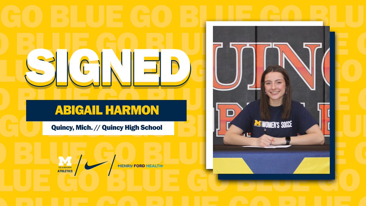 UM_DearbornWSOC's tweet photo. Welcome Abigail to UM-Dearborn Women’s Soccer! 〽️⚽️

Abigail Harmon
Quincy, MI
Quincy HS
Midfield/Forward
BC Fire SC

Abigail is an incoming freshman, who will be a great attacking threat for us in both the midfield and forward positions! #GoBlue #NationalSigningDay https://t.co/P8yVGYL4Qy