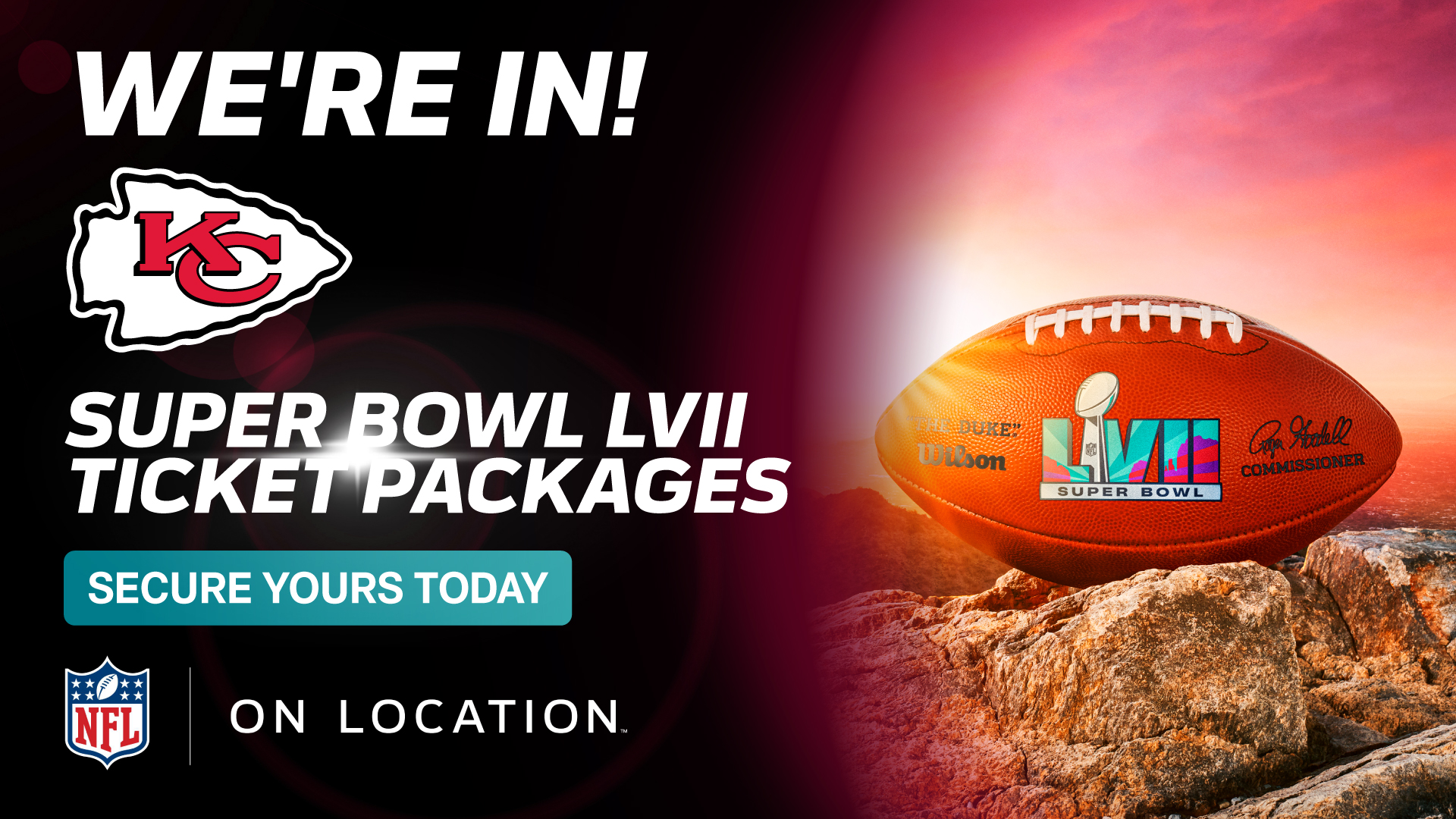 Kansas City Chiefs on X: 'We're heading to Super Bowl LVII, are YOU?!  @onlocationexp's ticket and hospitality packages include the best seats,  access to the Official Chiefs Pregame Party, travel options and