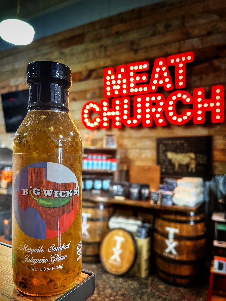 Our glaze is now available at Meat Church BBQ Supply, located at 205 South College Street, Waxahachie, TX. 
•
#bigwickstx #meatchurch #bbqsupply #gotexan #bigwickenergy #txbbq #texasbarbecue #waxahachie #waxahachietx