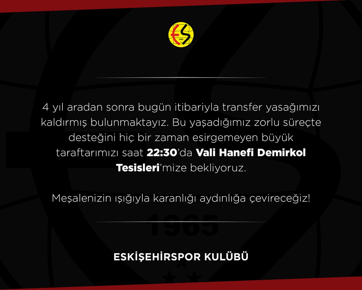 Eskisehirspor's tweet photo. 🔥Efsane Taraftarımızın Dikkatine: https://t.co/OOQs0e1A0a