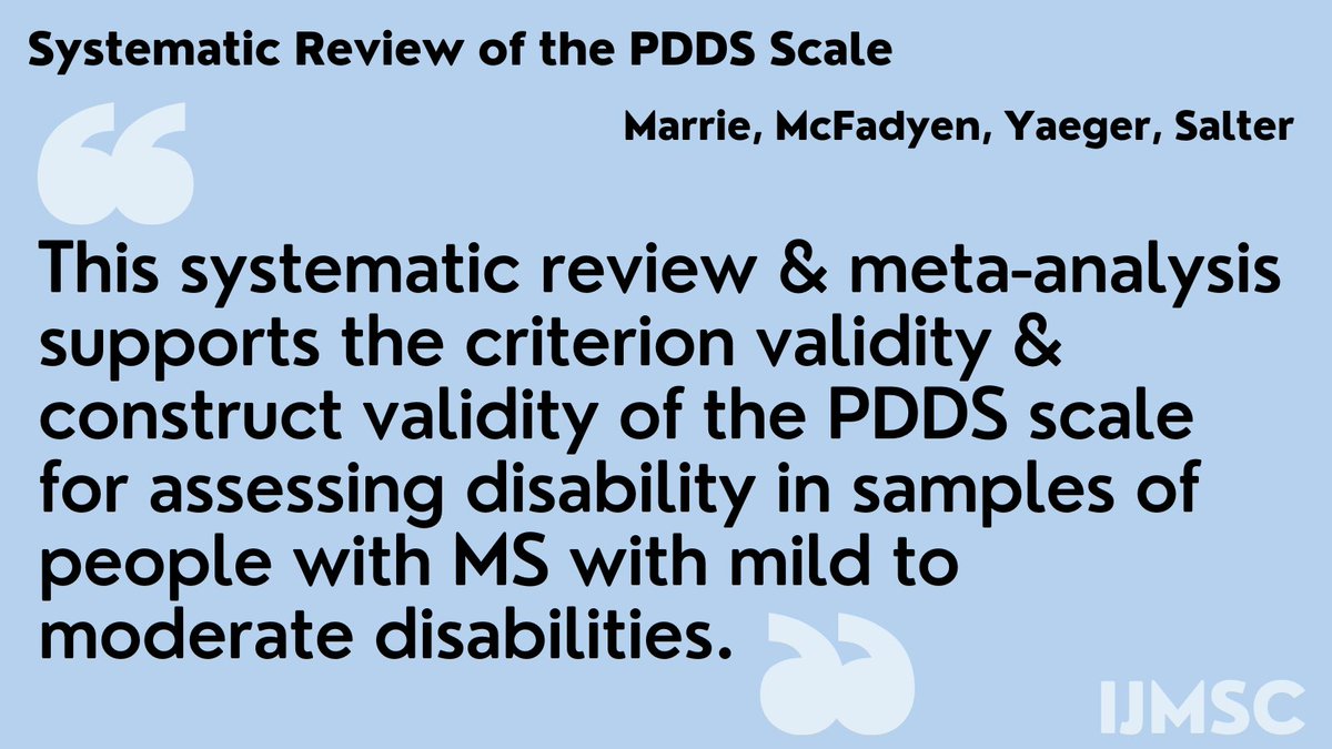 IJMSCtweets's tweet image. doi.org/10.7224/1537-2…
#MultipleSclerosis #PDDS #validity #reliability