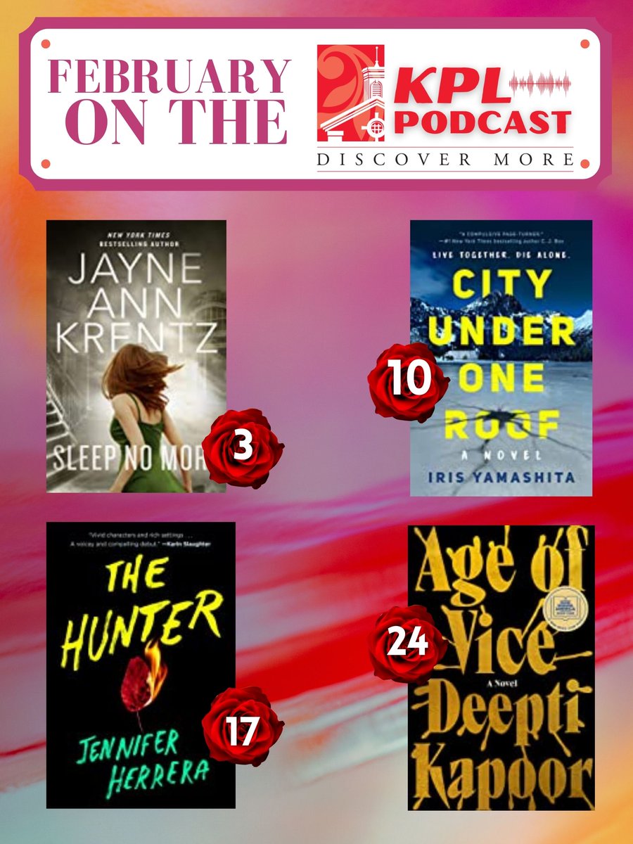 KirkwoodLib's tweet image. As we bid goodbye to January, let's say hello to our terrific February lineup on the #KPLPodcast!
We'd love to hear from you! Have a topic you'd like us to explore? Author visit? Comments? Please write to us @ podcast@kirkwoodpubliclibrary.org
kplpodcast.buzzsprout.com