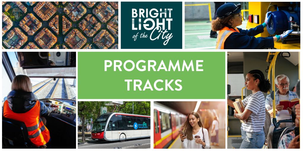 Looking forward to the @uitpsummit programme? 🤩

Get inspired by its 6 congress tracks! Explore the theme #BrightLightOfTheCity and the topics you don't want to miss. ✨

Discover the tracks here 👉  uitpsummit.org/programme-trac…

#Rail #Transport #UITP2023 #PublicTransport