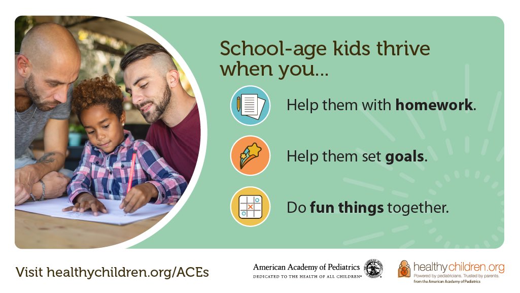 🧩Ways to be positive in your child’s life include: asking about their school day or their homework, talk about their friendships, have fun and play with your children, have them help out at home and help them set goals! #findyour3 #PreventACEs