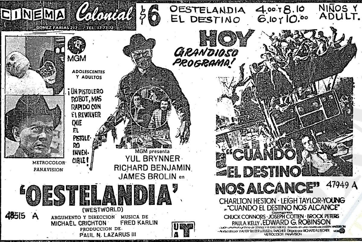 retropopmx's tweet photo. Westworld (1973) Soylent Green (1973) #yulbrynner #charltonheston @andresguzbj @cronicas_ciudad https://t.co/XKziuWmBAy