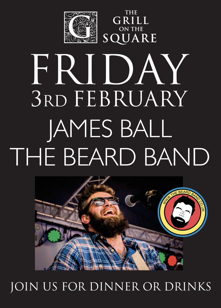 #Friday #LiveMusic

The brilliant James Ball from <a href="/thebeardband/">James Ball</a> will be in The Grill Bar, Friday 3rd February from 9pm!

Join us for #dinner or #drinks

TheGrillOnTheSquare.co.uk