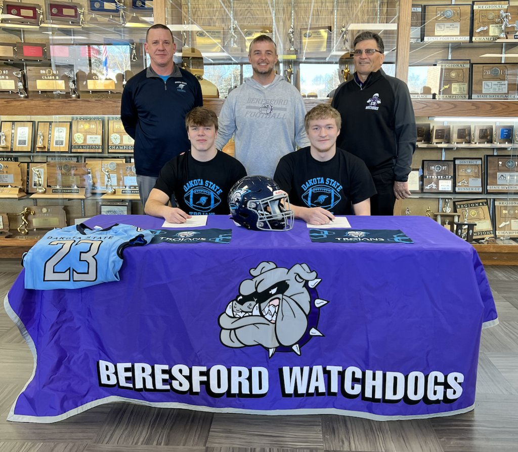 Congratulations, Landon Schurch (&amp; Zach Boden) for signing with Dakota State University to play football! Landon plans on majoring in cyber security and looks forward to playing football as a Trojan!  #WatchdogPride #AlwaysAWatchdog