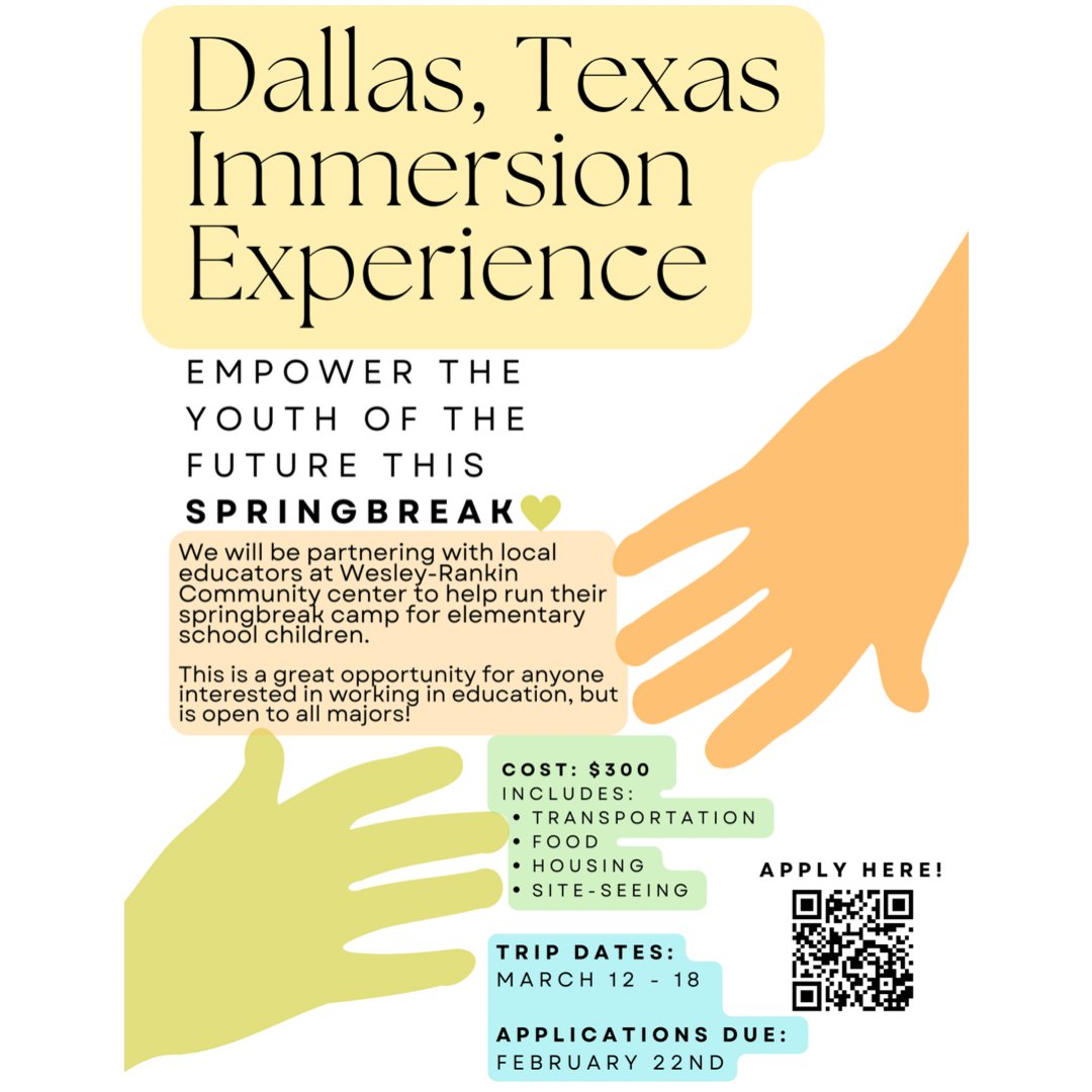 We have two immersion trip opportunities happening over Spring Break! Students are able to apply with the QR codes or through the CCE website.