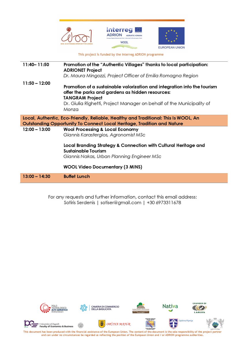 AdrionWool's tweet photo. #WOOL Final Conference
Larissa, 9th February 2023
#woolwelike #adrioninterreg #interregadrion https://t.co/amVGHCv0JU