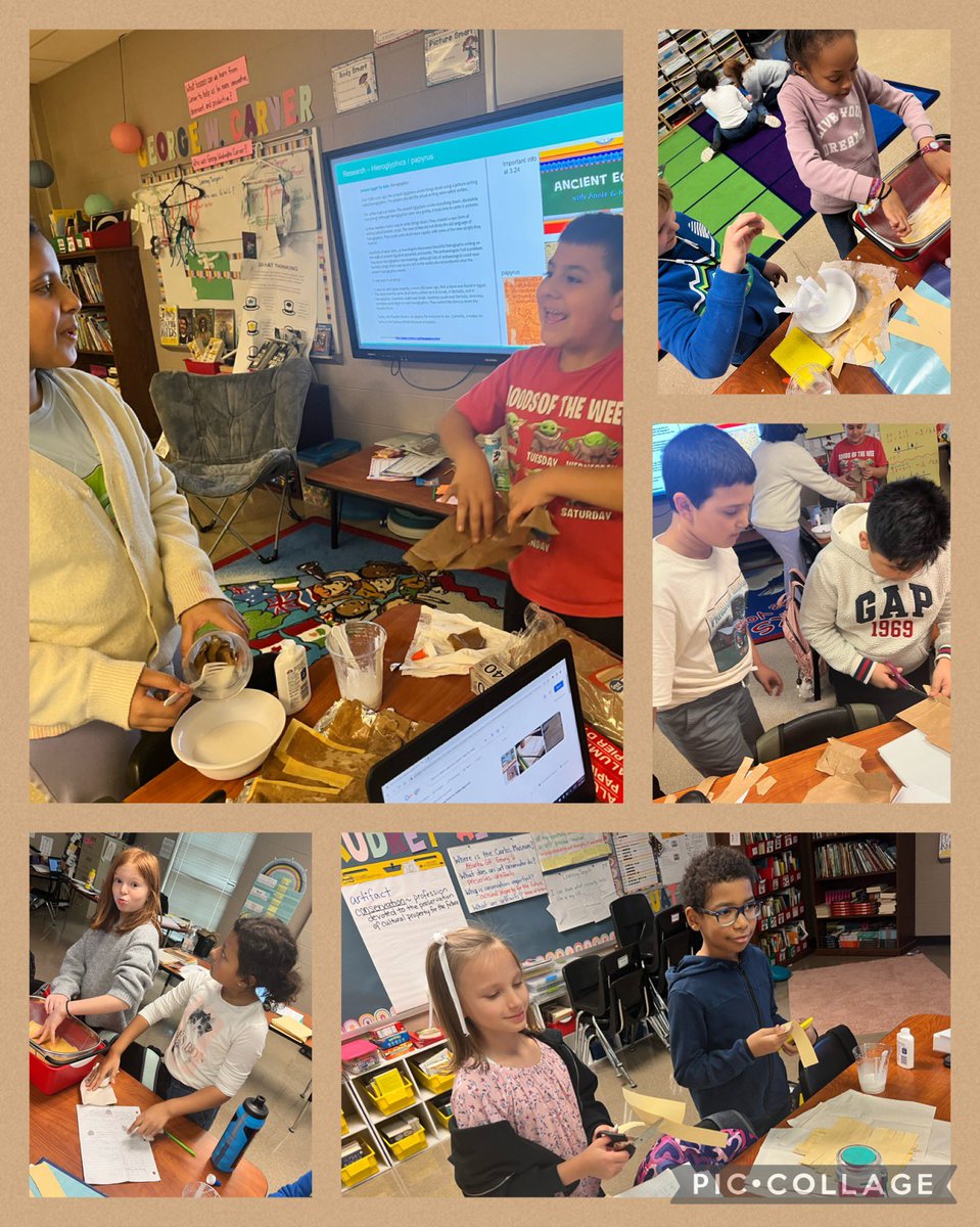 These 3/4 Target students had a great time researching & creating their own papyrus today! I can’t wait to see if their research pays off & if their hieroglyphics translate next week! @MabletonES @CobbAlp #lovetothinkhere #UltimateLearningExperience #LearningToInspire