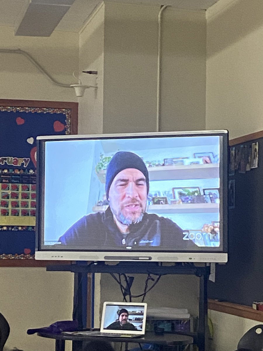4_belpark's tweet photo. To celebrate “World Read Aloud Day” our students listened to author David A. Robertson read his story “On the Trapline”.@BelParkCBE https://t.co/RnqYdAgOrQ