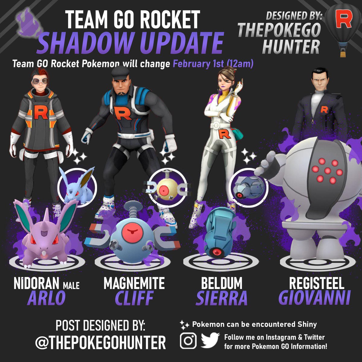 Særlig Årligt Besætte Pokémon GO Hub on Twitter: "Team GO Rocket Guides have been updated across  the board for the current Team GO Rocket Takeover featuring Shadow  Registeel! 1/6 https://t.co/ZoUbkGTOar" / Twitter