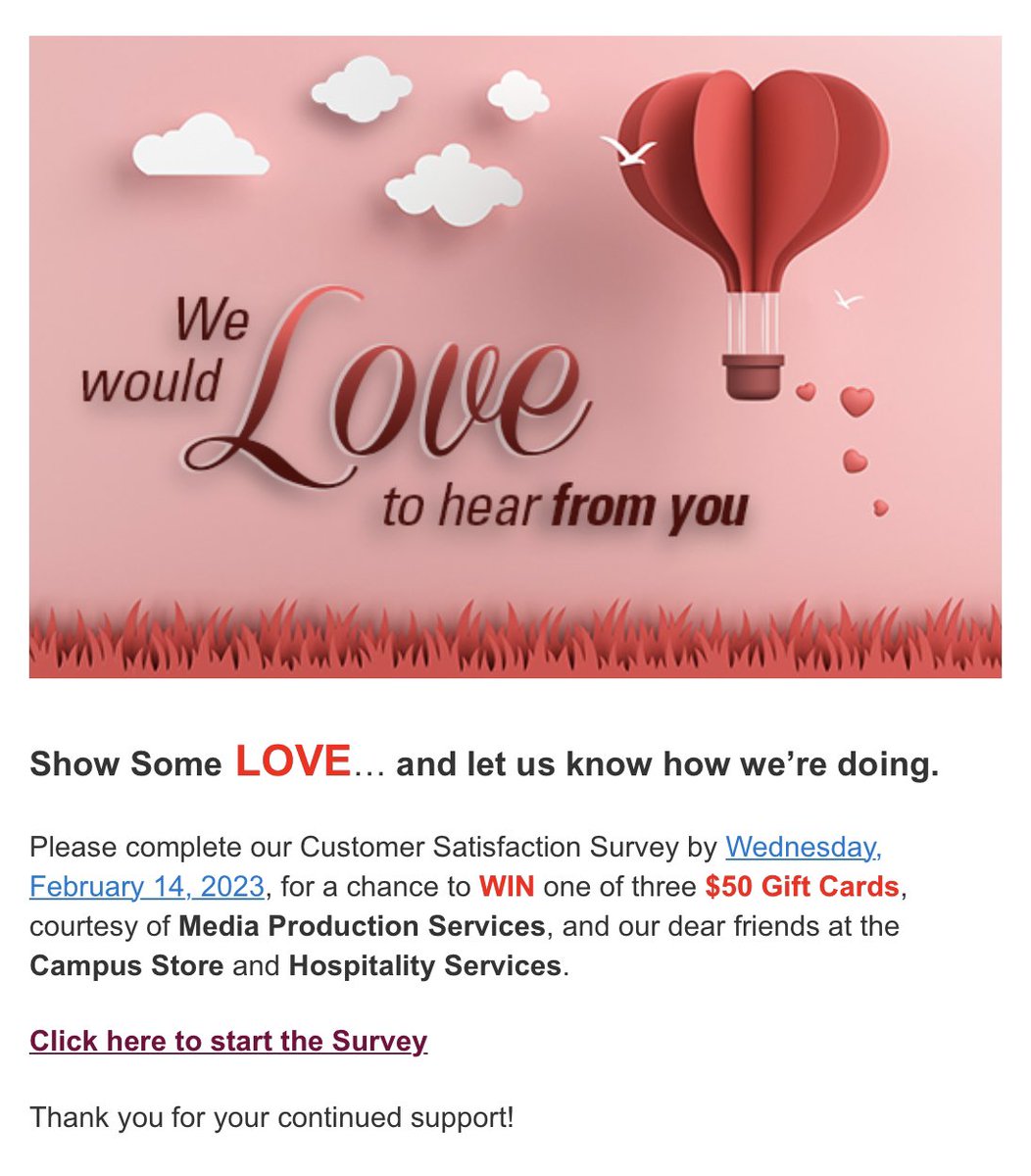 McMasterMPS's tweet photo. How does a $50 gift card sound? Take our fabulous survey for a chance to win!

Visit https://t.co/VFNXEaDPZq to start the survey.

Thank you all for being awesome!

@maccampusstore @MacHospitality https://t.co/fj4K11vPTI