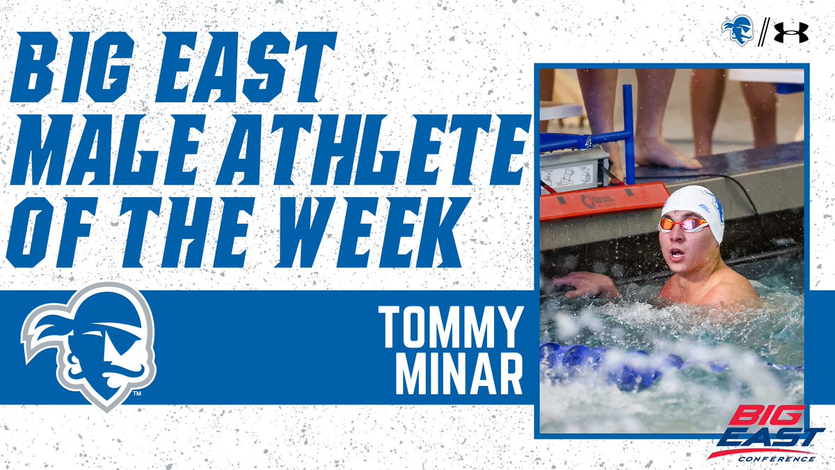 SHUSwimDive's tweet photo. ANOTHER ONE.

A Pirate is named BIG EAST Swimming &amp; Diving Male Athlete of the Week for the third consecutive week. This time the honor goes to Tommy Minar!

#HALLin🔵⚪ https://t.co/oYxJkF4pq6