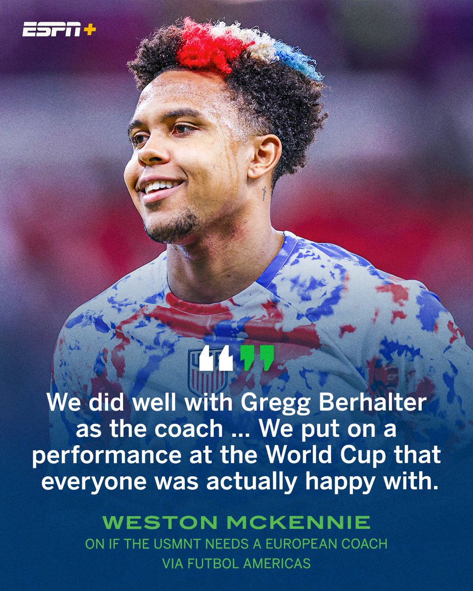 ESPNFC's tweet photo. McKennie says the USMNT doesn't need a European manager 👀 https://t.co/iMjYAMNttW