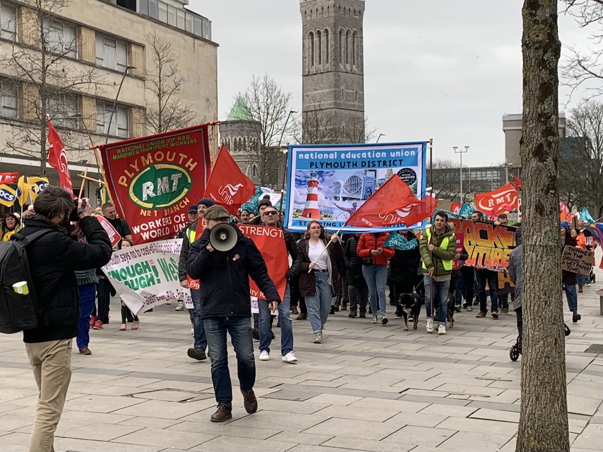 The beginning of the strikers march through Plymouth today. We joined at the back to show support for people brave enough to tell our government it’s not just about pay, it’s underfunding, awful cuts,dreadful  work conditions! 
We need change now. #supportthestrikers