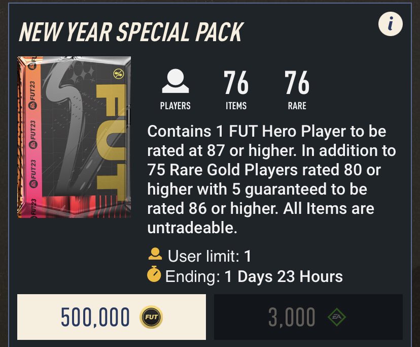 🚨 Who wants to open it?

Sending 2 people #FIFA23 points to open this pack 

like and be following for DMs 🍀