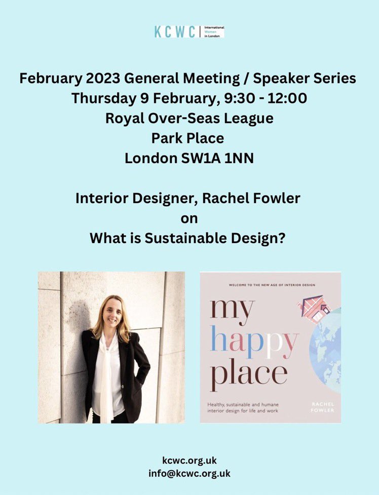 kcwc_womensclub's tweet photo. Join us &amp; interior designer #RachelFowler on Thursday 9 February, 9:30 - 12:00 for our monthly #Networking &amp; Speaker Series @ROSL. Rachel will be exploring Happy, Healthy &amp; Sustainable Space for Life &amp; Work between 11:00-12:00. 

More Info: https://t.co/79sJqYTffp

#Women #KCWC https://t.co/5iTGW4S60f
