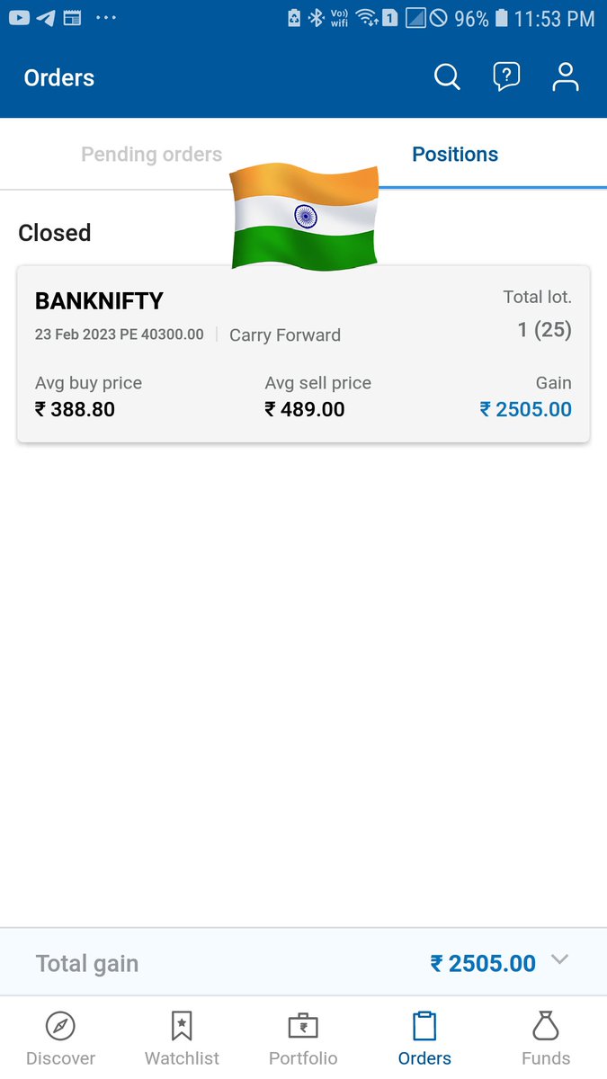 DiomondstocK's tweet photo. #optionbuying ,#optiontrading ,#optionselling ,#OptionsConclave ,#optionstrade ,#OptionsFlow ,#optionmarket ,#optionselling ,#OptionsTrading TODAY'S (1/2/2023) TRADES NET  PROFIT BOOKED IN BANKNIFTY  OPTION TRADE *Rs +2505*🎯🕺    
*ROI= +0.62% ( INTRADAY)*.                    🥳 https://t.co/300Sf9l4OS