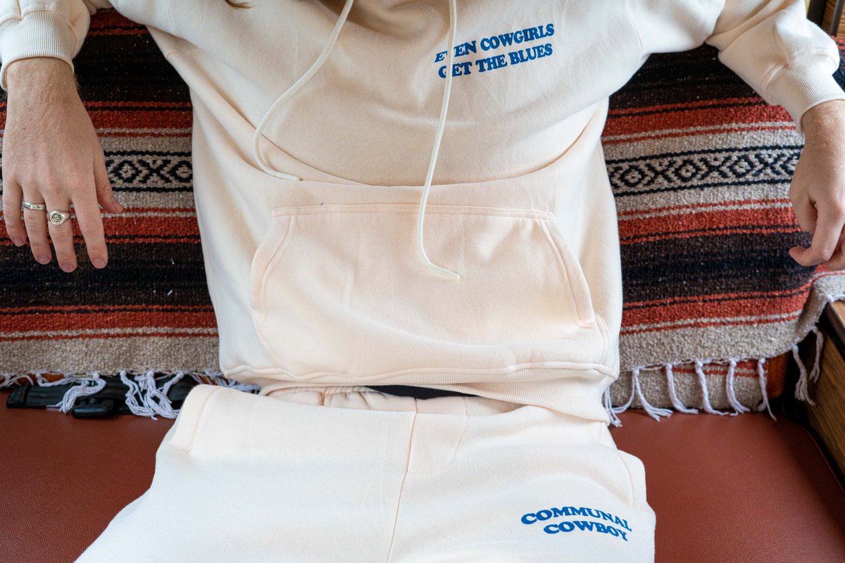 communalmfg's tweet photo. Complete the Even Cowgirls Get The Blues set with our blue trucker and sweat pants 💧

https://t.co/2mJCiSPZ1b https://t.co/XttYM5v2Pt