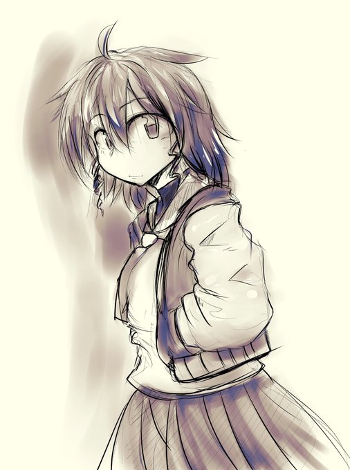 酒呑みながら描いた、次の漫画のメインキャラのデザイン。本編だともうちょっと目つき鋭くなりそう 