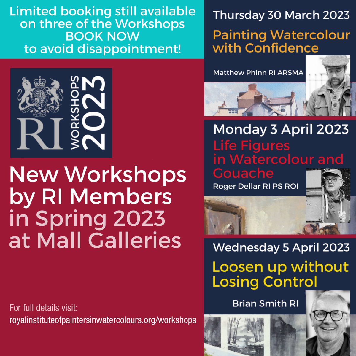 There is limited booking still available on 3 of the 4 new watercolour workshops during our 2023 exhibition... Includes Free entry to the RI exhibition. For full details see here: …instituteofpaintersinwatercolours.org/workshops/