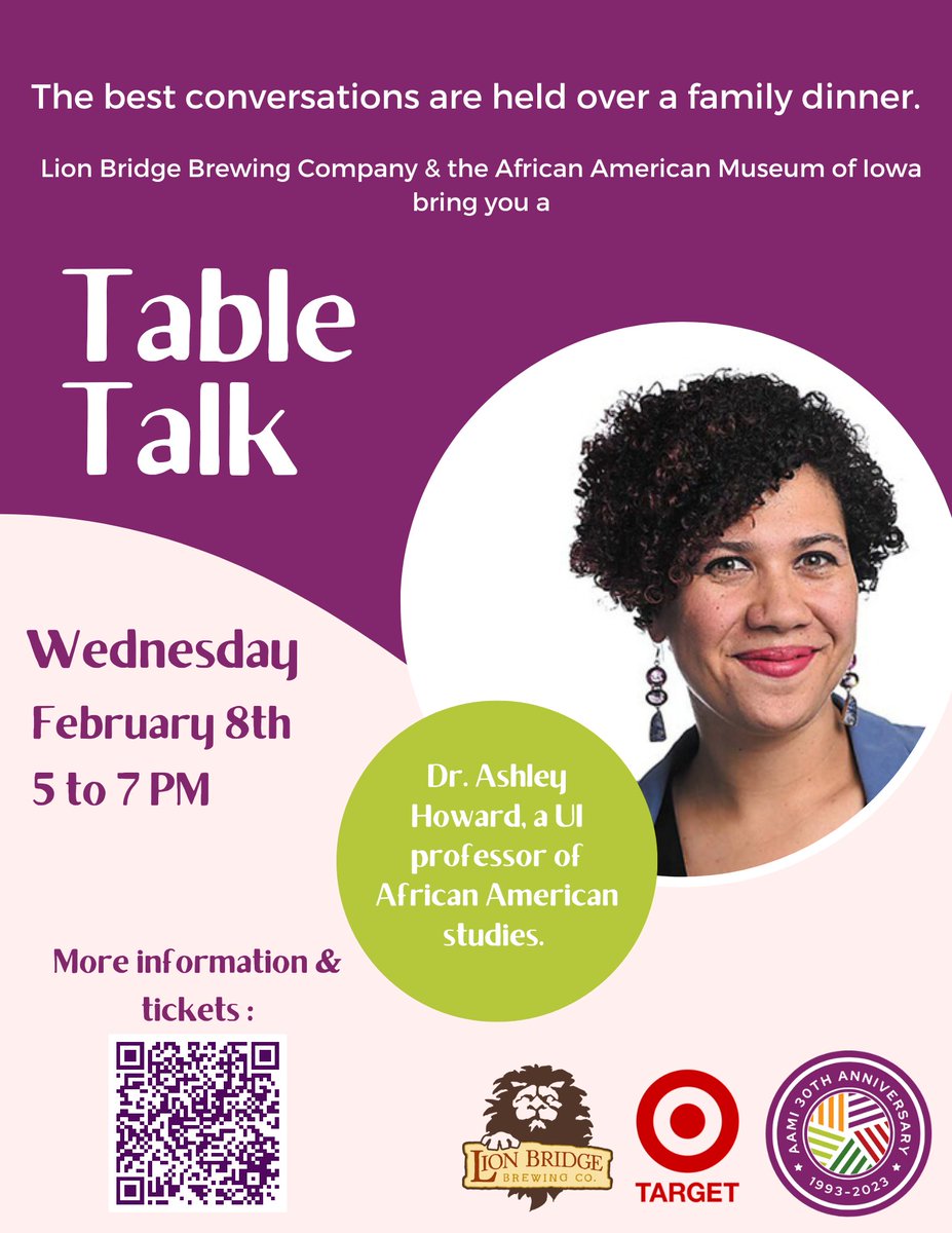 Join the AAMI, <a href="/LionBridgeBrew/">Lion Bridge Brewing</a> and <a href="/DrAshleyHoward/">Ashley Howard</a> for "Table Talk" on Wednesday, February 8!
eventbrite.com/e/table-talk-p…
