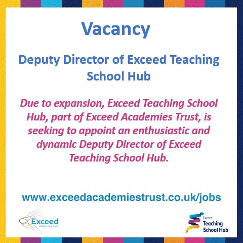 We are recruiting a Deputy Director- find out more here: 
exceedacademiestrust.co.uk/jobs #WeExceed
