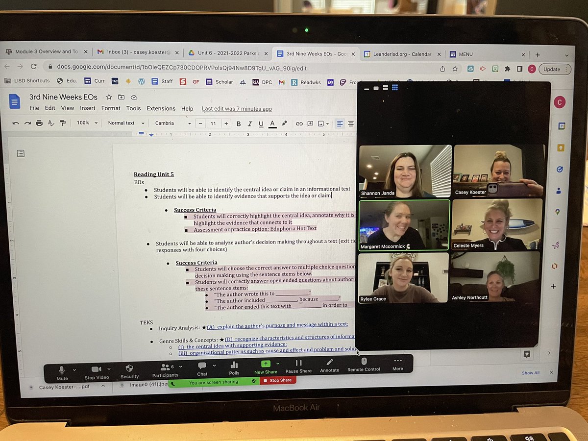 KoesterMrs's tweet photo. I have the best team in the world. Met through Zoom on our snow day to create essential outcomes and plan for an upcoming math unit. @Parkside_ES https://t.co/K82p3kwnFx