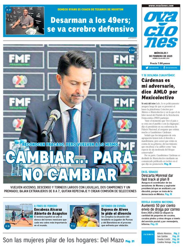 Estas son algunas portadas destacadas de hoy, el cotorreo que se traen en la <a href="/FMF/">Federación Mexicana de Futbol</a>. Mañana será <a href="/TomBrady/">Tom Brady</a> 🏈 #newspapers 📰 #sports #deportes