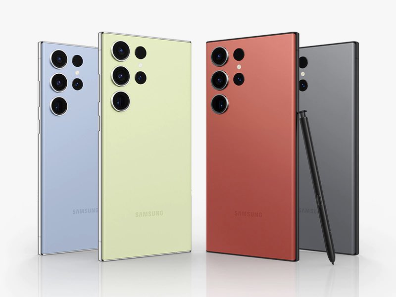 techdroider's tweet photo. Samsung Galaxy S23 Ultra in Red, Sky Blue, Lime and Graphite - Which Would You Choose? https://t.co/KGx59SiviE